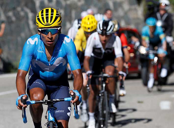 El ciclista colombiano se ubica en la octava posición en el Tour de Francia, a 4:23 minutos del británico Geraint Thomas, líder de la carrera. Foto/EFE 