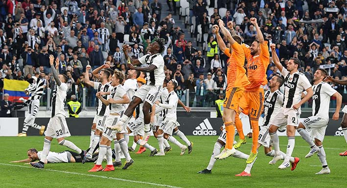 Juventus Turín por fin pudo celebrar este sábado su  título de Liga numero 35, el octavo de manera consecutiva.