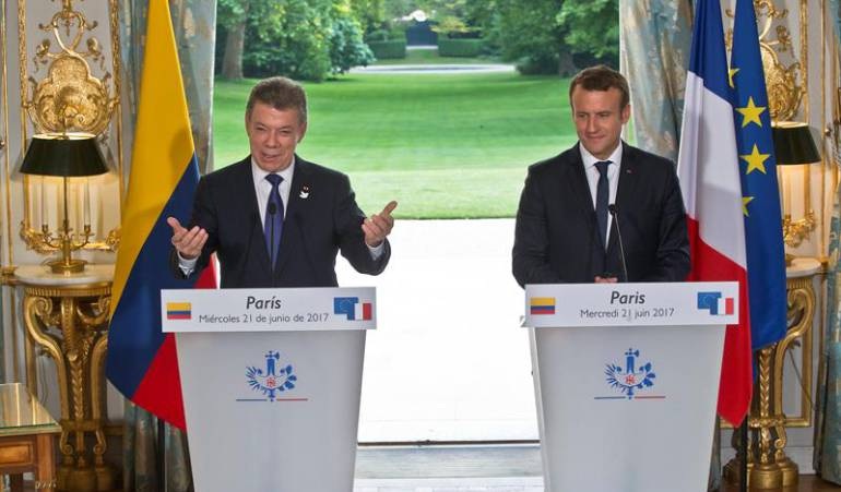 Presidente de Colombia Juan Manuel Santos y Presidente de Francia Emmanuel Macron.