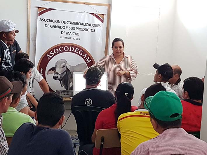 Aspecto de la capacitación que brindó la Asociación de Comercializadores de ganado y sus productos en Maicao Asocodegan.