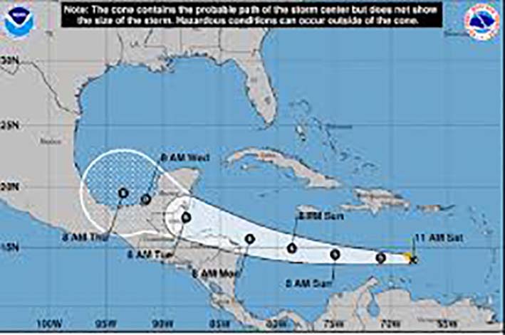 Paso de la depresión tropical en el Caribe.