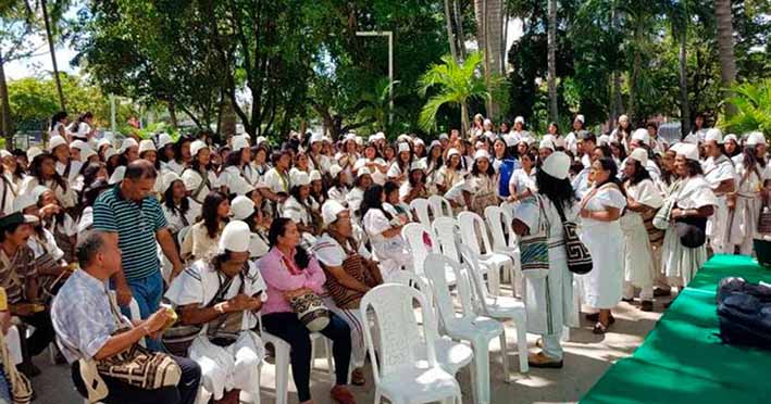 1 de noviembre los cuatros pueblos se agruparon en Valledupar, capital del departamento del Cesar, para protestar a través de una minga.