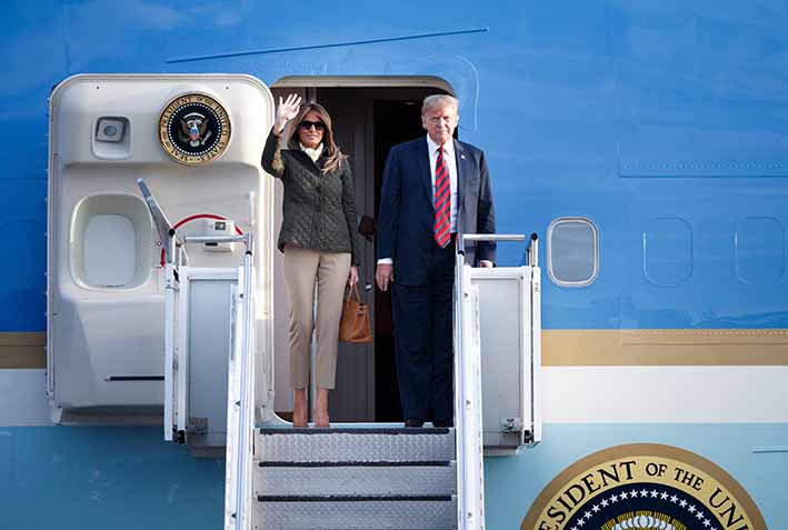 Trump juntoa  su esposa Melania, arriban a Helsinki para el encuentro con Vladimir Putin hoy.