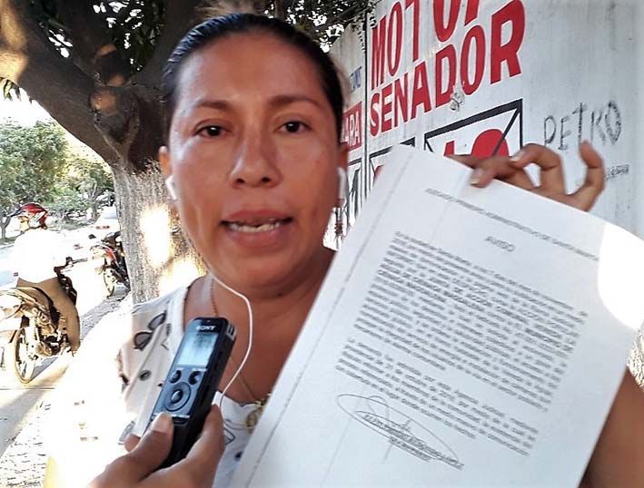 Johana Ortega, presidenta de la JAC de la vereda La Aguja, fue quien interpuso la acción popular ante un tribunal. 