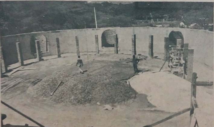 Construcción del hemiciclo en la Quinta de San Pedro Alejandrino.
