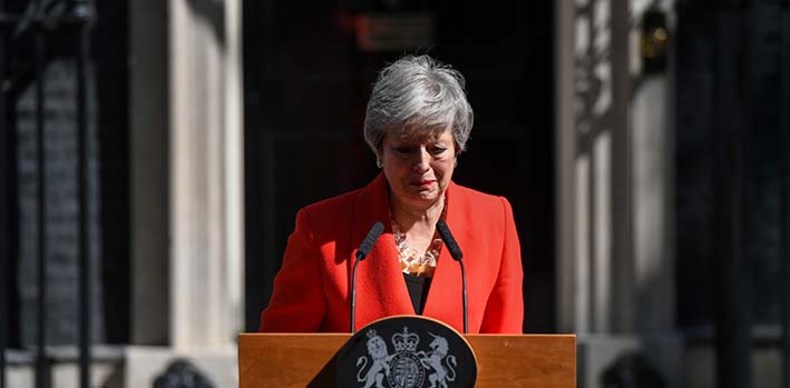 Theresa May, primera ministra británica anunció su retiro como líder del Partido Conservador y jefe del Gobierno del Reino Unido