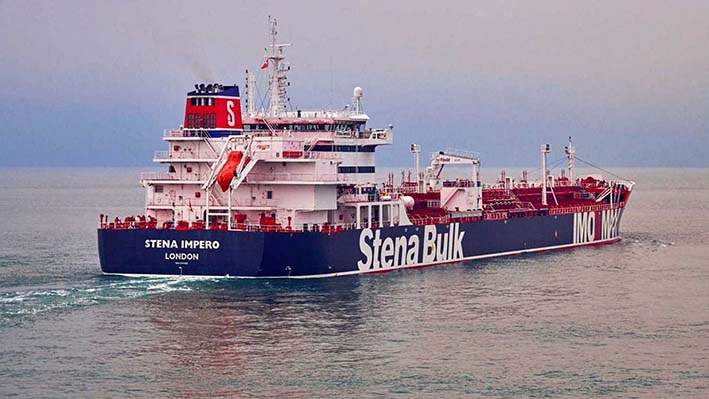 El Stena Impero, con bandera británica y perteneciente a la naviera Stena Bulk.
