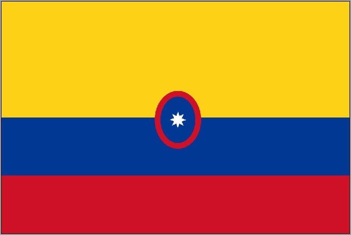 Bandera con la estrella blanca, utilizada por los barcos de la Flota Mercante Gran Colombiana.