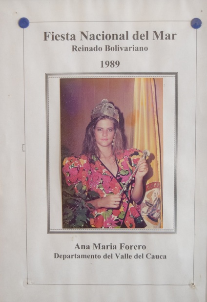 Ana María Forero, reina  nacional del Mar en 1989.