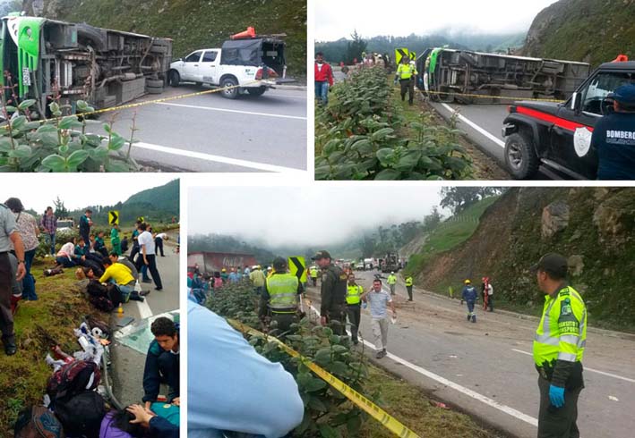 Accidente en vía Bogotá – La Vega deja 18 lesionados, la buseta de servicio público especial estaba afiliada a la empresa Turisnal y prestaba el servicio a un paseo familiar.