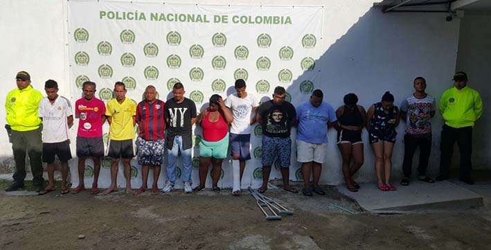 La captura de 12 personas sindicadas del delito  de “concierto para delinquir agravado con fines de fabricación, tráfico y porte de estupefacientes”.