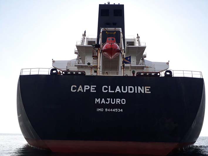  La motonave “Cape Claudine” IMO 9444534 de bandera Marshalés.