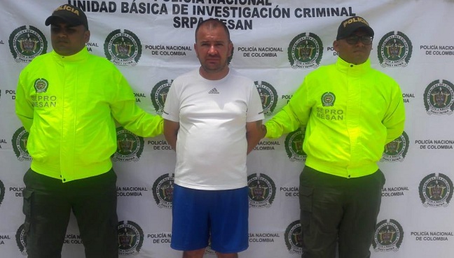Edwin Javier Peñuela Moreno, bogotano capturado por la Policía Metropolitana de Santa Marta.