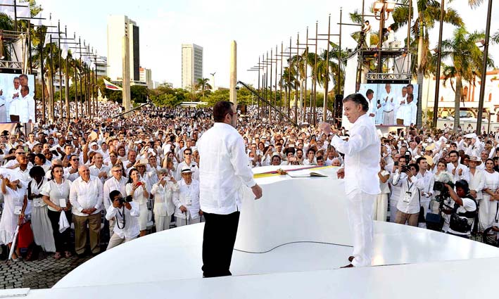 Ayer en Cartagena se dio la firma protocolaria del acuerdo de paz entre el Gobierno y las Farc.