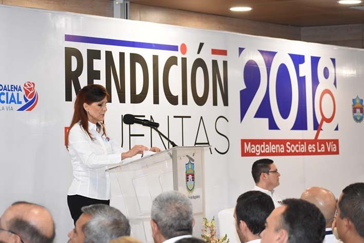 Este lunes en el auditorio Playa Grande de la Universidad del Magdalena, la gobernadora Rosa Cotes rindió cuentas de la vigencia 2018.