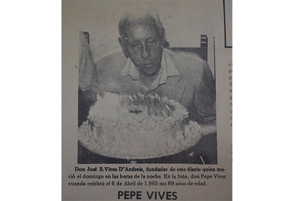 Con esta  fotografía  publicada en EL INFORMADOR el 30 de abril de 1984, fue referenciada la noticia de la muerte de Don ‘Pepe’ Vives.