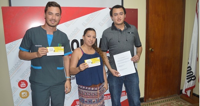 Juan Aristizabal, Karen Díaz y Eduardo José López, son los felices ganadores.