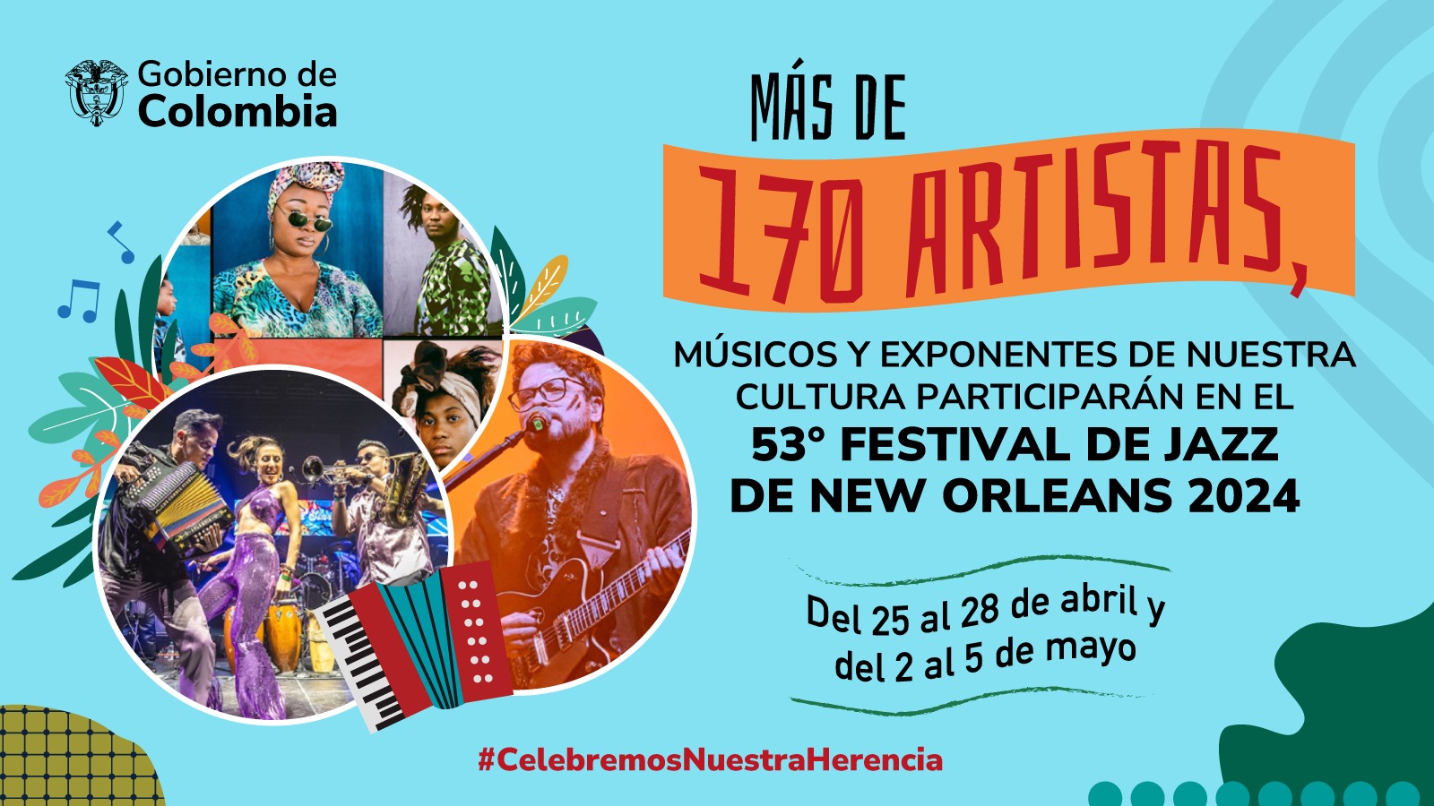 El Festival de Jazz de Nueva Orleans, dará lugar a participaciones de artistas colombianos para mostrar más de la diversidad cultural de Colombia