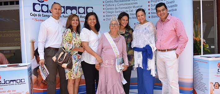 Piedad Gómez, Denis Corvacho, la reina de la tercera edad, Tatiana Schumer, Omar Fuentes, Jenny Buitrago y Marlon Muñoz.