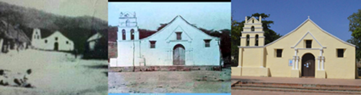 La iglesia original de Mamatoco, construida en el siglo XVIII, Iglesia de Mamatoco en el siglo XIX y Estado actual de la iglesia de Mamatoco, fue refaccionada y vuelta al estado original. Foto: Ly Erich Amasifuen.