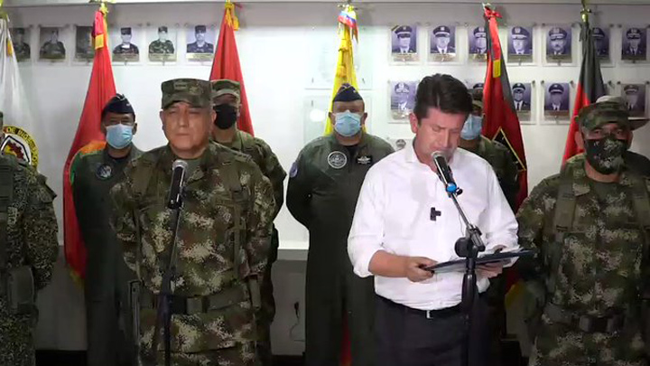 El ministro de la Defensa, Diego Molano fue el encargado de entregar los detalles de la operación.