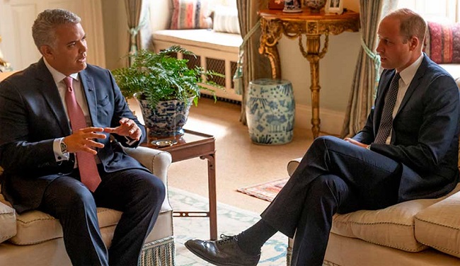 El Príncipe William y el Presidente Iván Duque trataron temas, entre ellos la agenda puesta en marcha por Colombia en materia de lucha contra el cambio climático.
