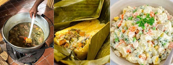 Tres deliciosas comidas para compartir en la cena de Año Nuevo: el sancocho, el pastel o la ensalada fría. Derechos Reservados/ELINFORMADOR