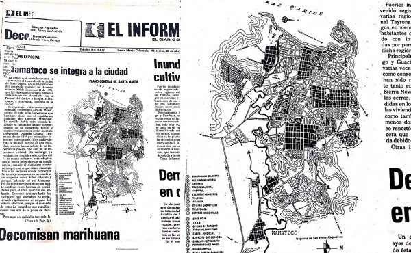 Facsímil del periódico EL INFORMADOR sobre la incorporación de Mamatoco en el perímetro urbano de Santa Marta, publicado el 22 de abril de 1981.