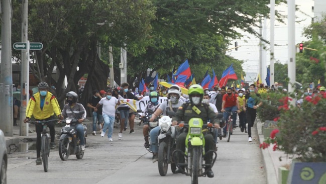 Las manifestaciones fueron vigiladas por la Policía Metropolitana de Santa Marta 