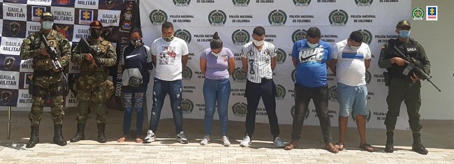 Alberth Rodríguez Morales, presunto cabecilla de esta estructura; Carlos Mora Barrera, Stefanny Bravo Cantillo, Yesith Munive Canoles, Yeishon Salazar Rúa, Daniel López Jiménez y Aracelis Torregrosa Navarro, procesados.