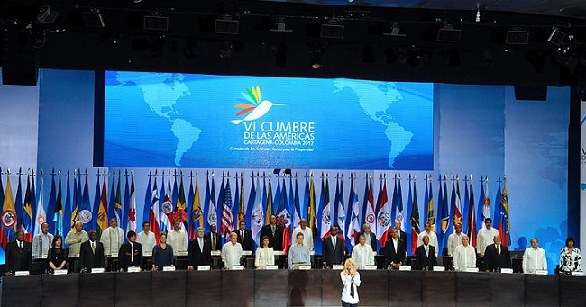 Durante la VI Cumbre de las Américas que se llevó a cabo en Cartagena de Indias entre el 9 de abril y el 15 de abril de 2012.