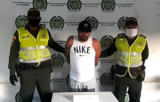 David Jesús Insignares Niño, a quien le encontraron de clorhidrato de cocaína en su poder.