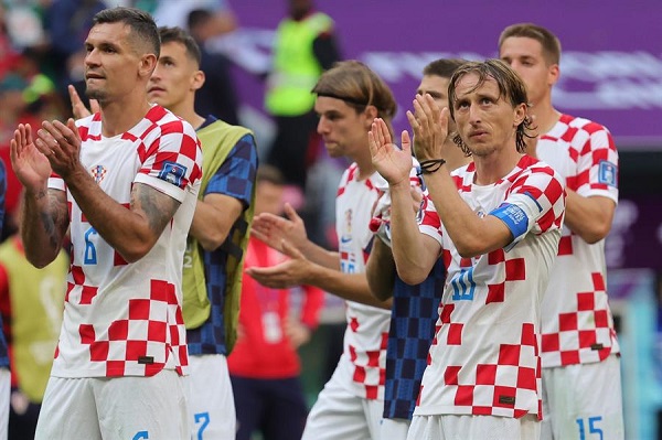 Luka Modric de Croacia reacciona después del partido de fútbol del grupo F de la Copa Mundial ante Marruecos.
