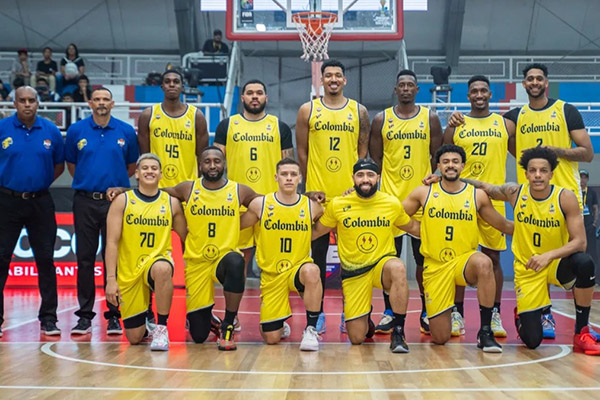 Selección Colombia de baloncesto que se encuentra representando al país en la AmeriCup en Managua, Nicaragua. Foto Mindeporte/Comité Olímpico Colombiano