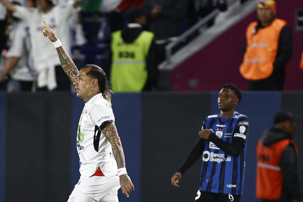 Dayro Moreno goleador de Once Caldas y de la Copa Sudamericana 2025 con 10 anotaciones. EFE/ José Jácome