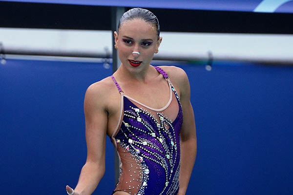 Emily Minante, nadadora artística colombiana ganadora de la primera medalla de oro para el país en el sudamericano juvenil. Foto Federación Colombiana de Natación 