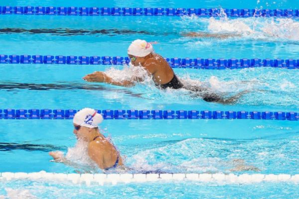 Jóvenes participando en el Festival Nacional de Natación llevado a cabo en la piscina olímpica. Foto Comité Olímpico Colombiano  