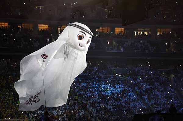 La´eeb, la mascota del Mundial de Catar 2022. (Foto EFE/ Alberto Estevez)