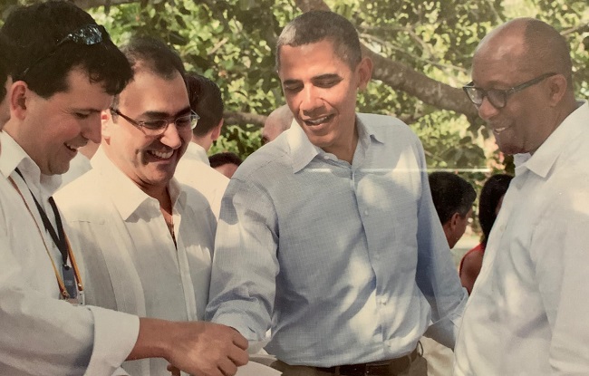 Con el expresidente Barack Obama en 2012 en Cartagena, en el inicio del TLC entre Colombia y Estados Unidos. 
