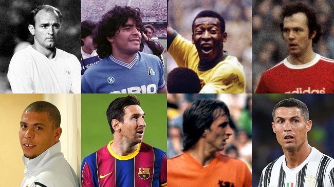 Entre los escogidos se decantaron recientemente fallecido Diego Maradona, Xavi Hernández, Pelé, Leo Messi y Ronaldo Nazario, entre otros. Foto Eurosport