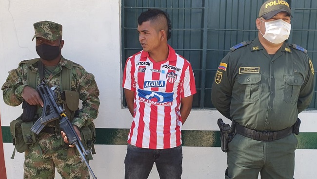 Edwin Alberto González Vallejo, capturado por la Policía y el Ejército en Palmor.