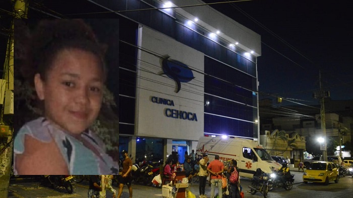 La joven baleada fue llevada hasta la sala de urgencias de la clínica Cehoca a donde fue ingresada sin signos vitales.