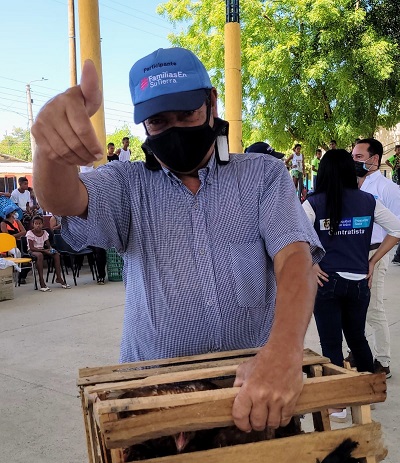 Las familias beneficiadas pertenecen a hogares que han retornado a sus sitios de origen o que están reubicados a causa del desplazamiento forzado. 