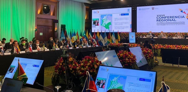 La conferencia Regional para América Latina y el Caribe de la FAO en la que participó el ministro de Agricultura, Rodolfo Zea Navarro se llevó a cabo en Ecuador.