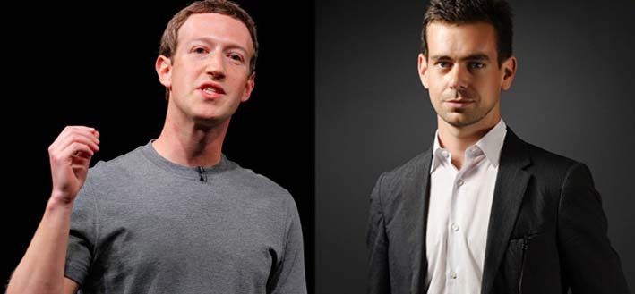 Mark Zuckerberg, creador de Facebook y Jack Dorsey, inventor delTwitter.