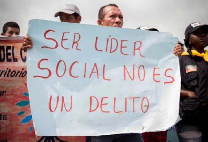 Preocupación por amenazas a líderes sociales.