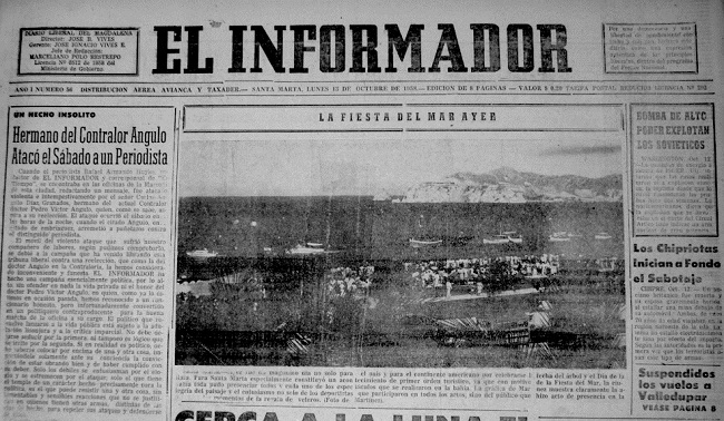 Portada de EL INFORMADOR del 13 de octubre de 1958.