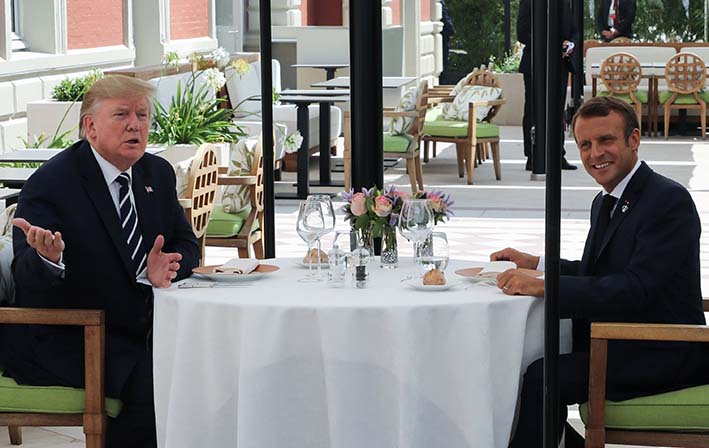 Emmanuel Macron, y Donald Trump, mantuvieron una comida de trabajo previa al inicio de la cumbre del G7.