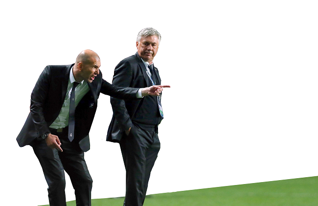 Imagen de 2014, de Carlo Ancelotti (derecha) y Zinedine Zidane, su segundo. EFE