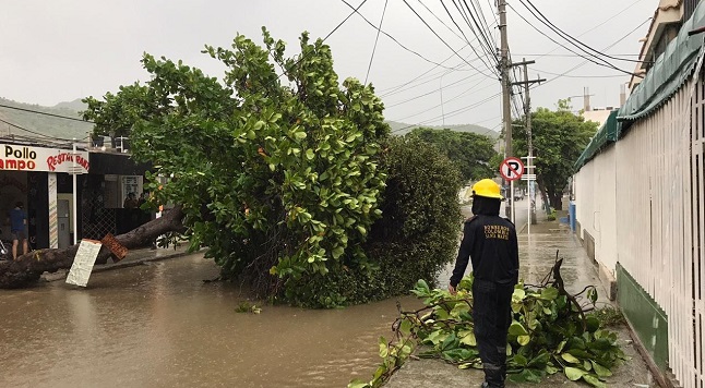 El Cuerpo de Bomberos Voluntarios de Santa Marta, registró y atendió el colapso de una muralla de concreto en el barrio Primero de Mayo y de árboles en otros puntos de la ciudad.